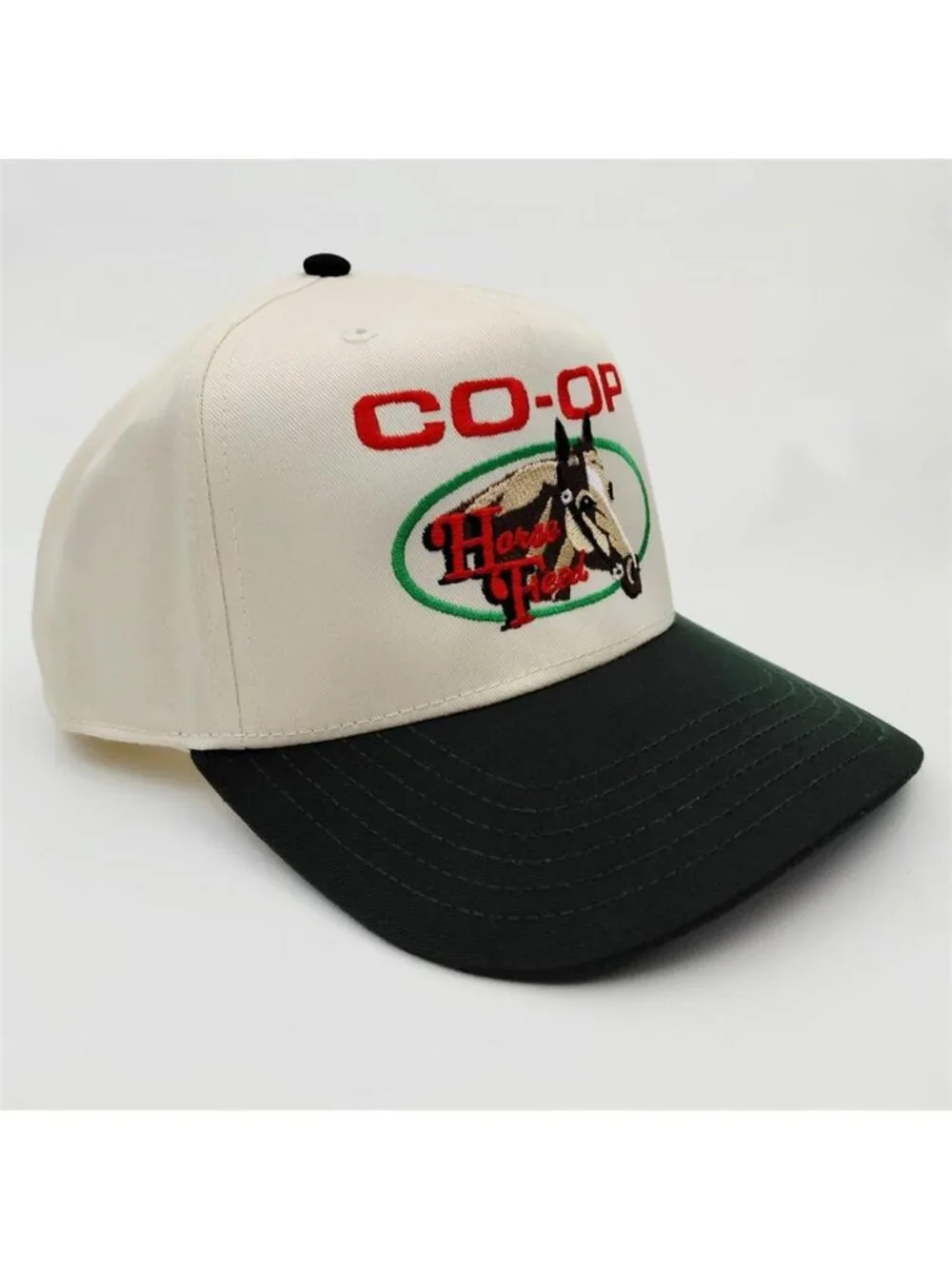 Co-Op Horse Feed Embroidered Morgan Wallen Cream Green Snapback Trucker Hat Retr